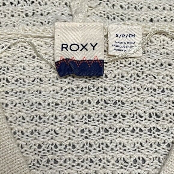 Roxy Electric Heart Crochet Cover Up Cream Swim Surf Top Hippie Beach Hoddie S - Picture 7 of 10